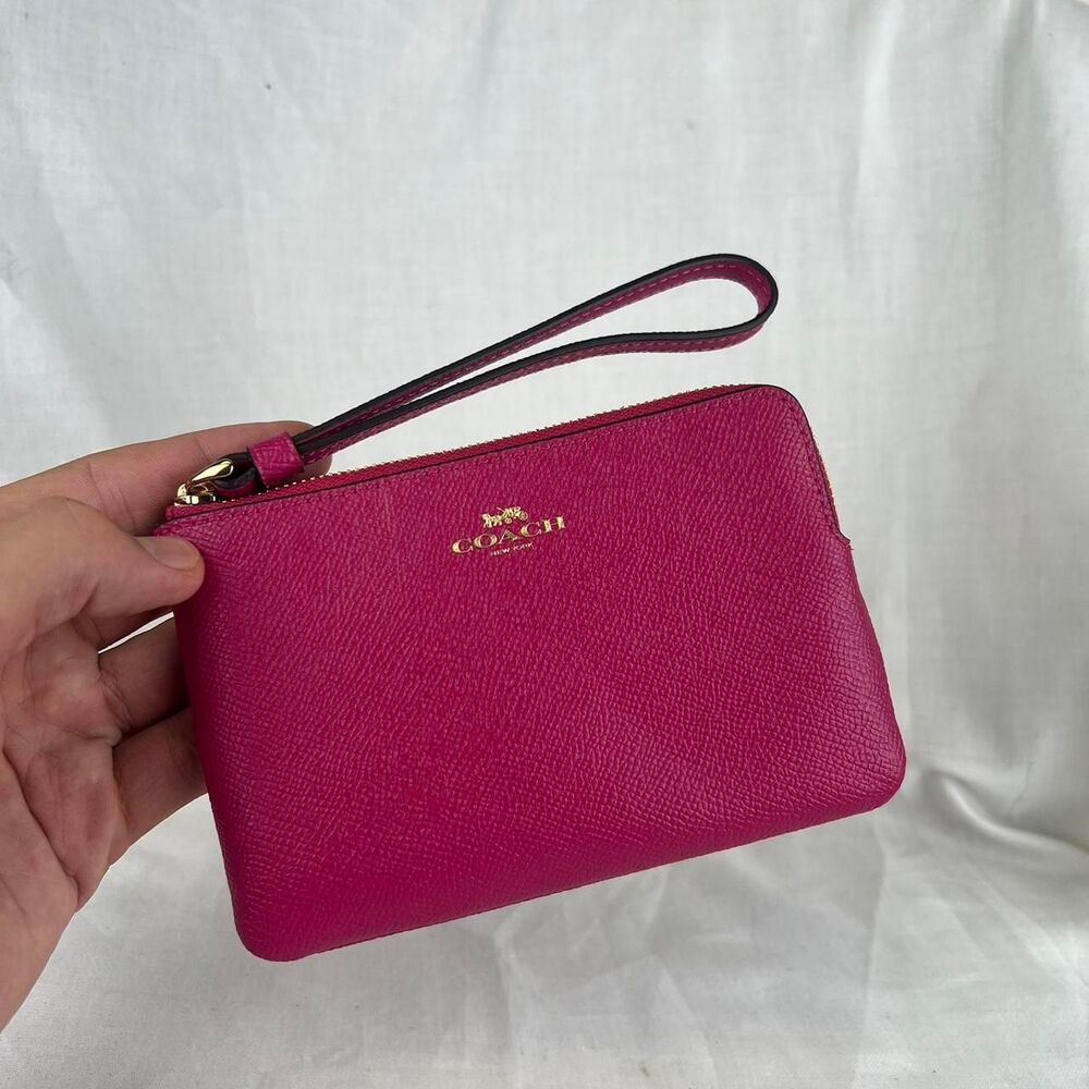 NWT Coach Pink Saffiano Leather Wristlet
